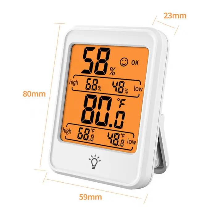 Thermomètre et hygromètre électroniques d'intérieur avec écran rétroéclairé pour chambre et espace de vie