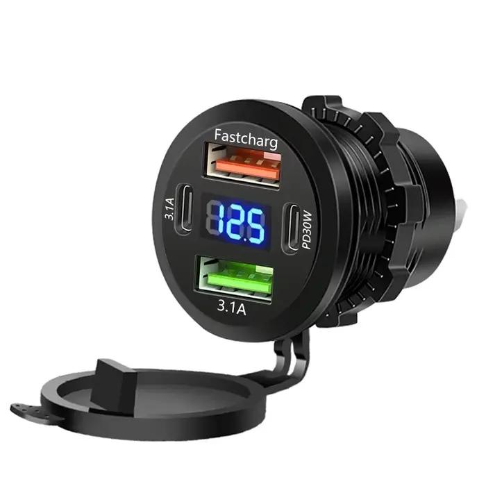 Prise de chargeur de voiture double type-c et double USB