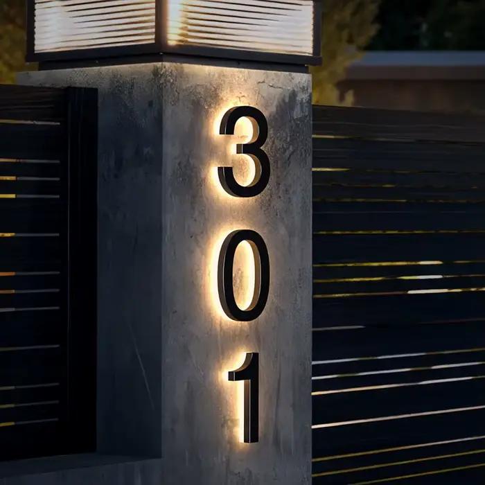 Numéros de maison modernes avec LED rétroéclairée