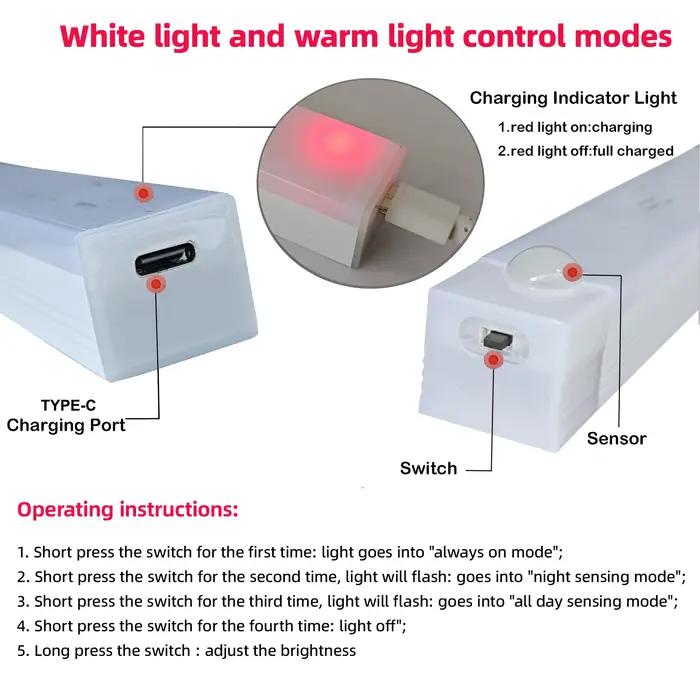 Lampe à détecteur de mouvement veilleuse LED sans fil USB Type C