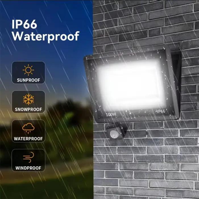 LED PIR capteur de mouvement projecteur extérieur applique murale lumière blanche 100W 50W 30W 20W 10W IP66 LED étanche