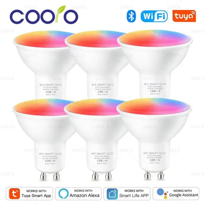 COOLO GU10 Tuya WiFi ampoule LED intelligente Bluetooth lampes à intensité variable vie