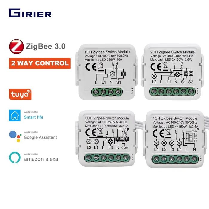 Module d'interrupteur intelligent GIRIER Tuya ZigBee 3.0 10A pour maison connectée