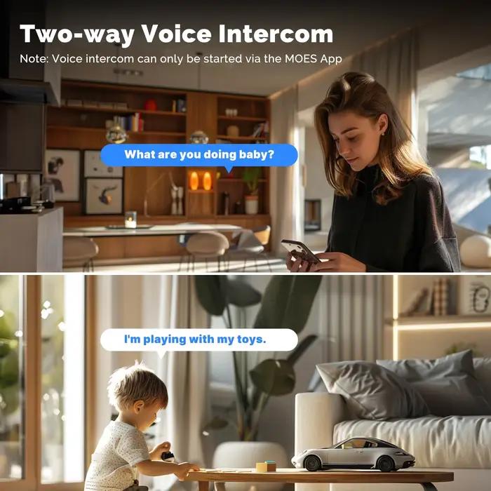 Moes Tuya WiFi caméra intelligente intérieure 4MP objectif double écran 2.4G/5G Vision nocturne infrarouge détection de mouvement suivi automatique Audio bidirectionnel