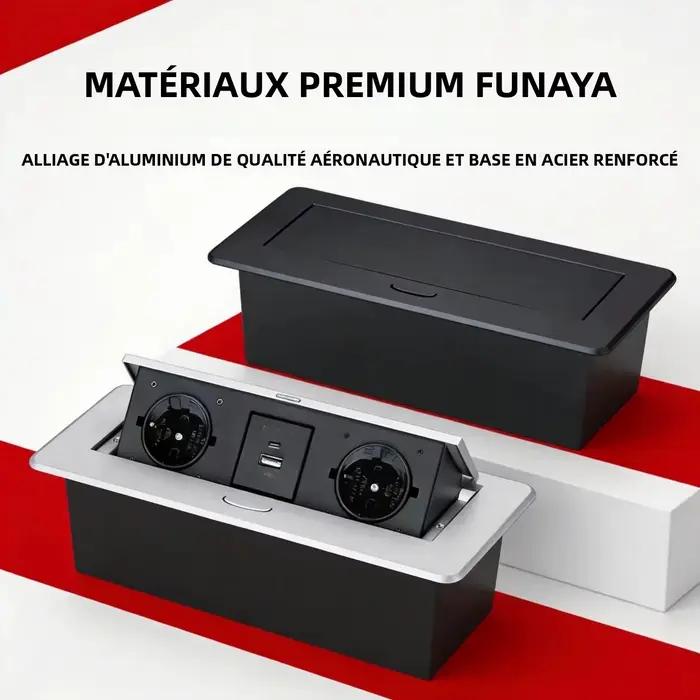Prise escamotable FUNAYA intégrée pour meubles et comptoirs