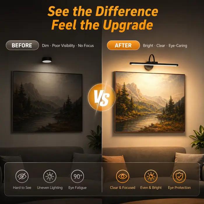 Lampe à LED sans fil rechargeable noire pour tableau mural avec télécommande