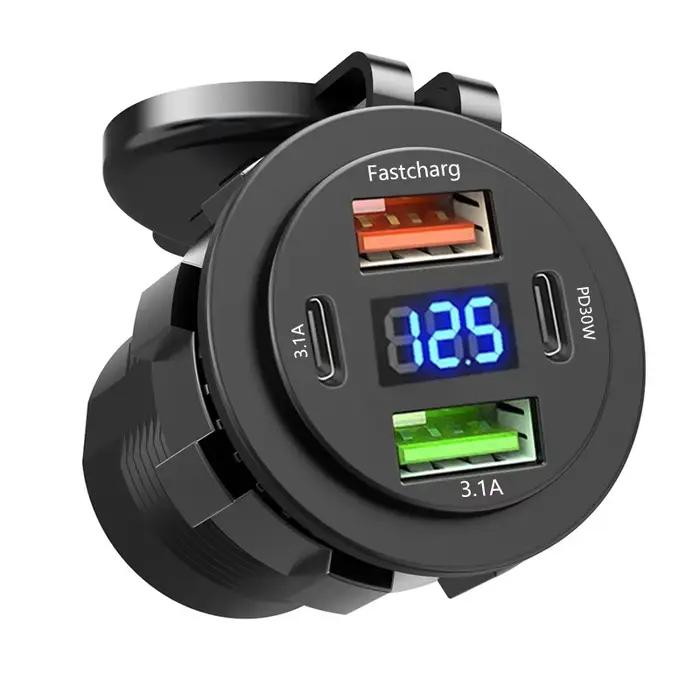 Prise de chargeur de voiture double type-c et double USB