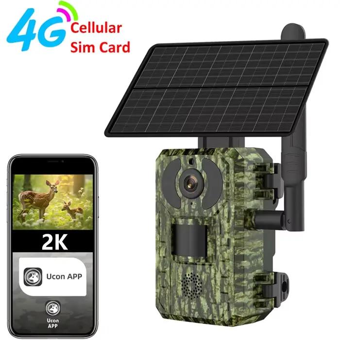 Caméra de chasse solaire 4G cellulaire 2K avec détection de mouvement PIR