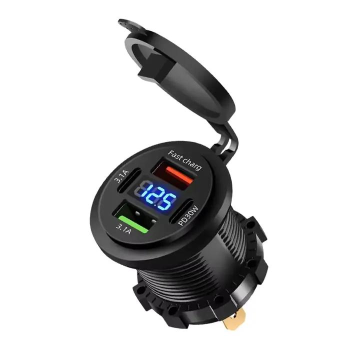 Prise de chargeur de voiture double type-c et double USB