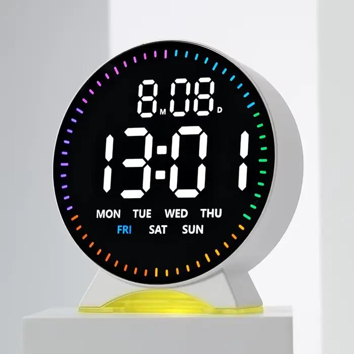 LED réveil numérique semaine Date seconde main affichage luminosité réglable 2 alarmes Table lumière ambiante 12/24H horloge électronique