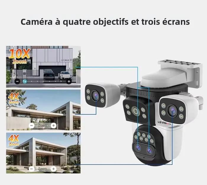 Caméra de sécurité extérieure WiFi LS VISION à trois écrans
