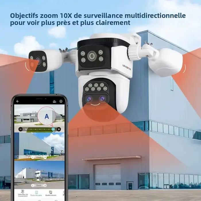 Caméra de sécurité extérieure WiFi LS VISION à trois écrans