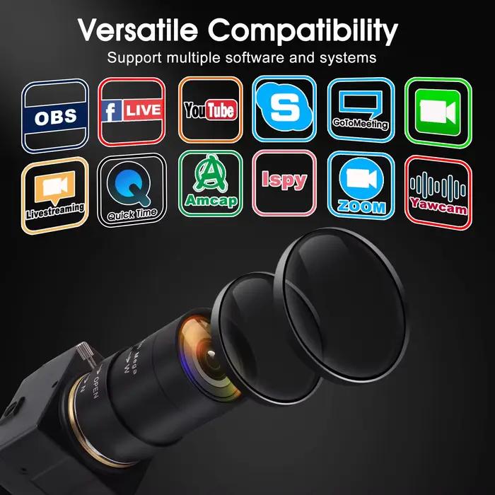 ELP 4K 30fps caméra USB Zoom optique Webcam avec objectif CS Varifocal manuel IMX415 UHD