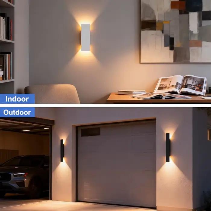 Applique murale LED extérieure IP65 étanche en aluminium haut vers le bas lumière 18W 110V/220V noir blanc pour éclairage extérieur de porche de cour