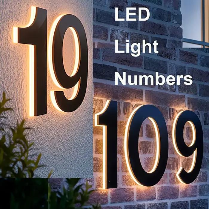 Numéros de maison modernes avec LED rétroéclairée