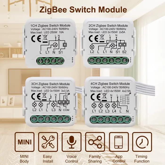 Module d'interrupteur intelligent GIRIER Tuya ZigBee 3.0 10A pour maison connectée