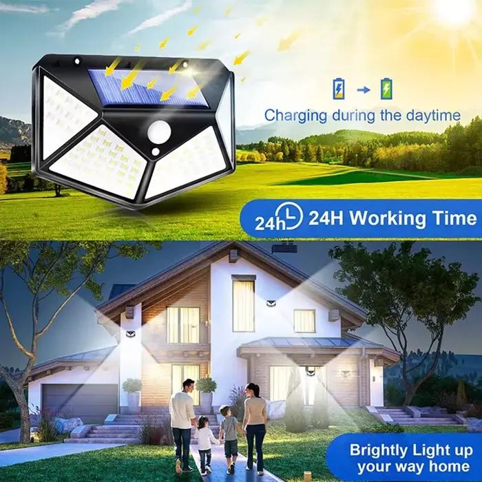 1/2/4/6 pièces 100 mur LED lumières lampe solaire extérieure PIR capteur de mouvement