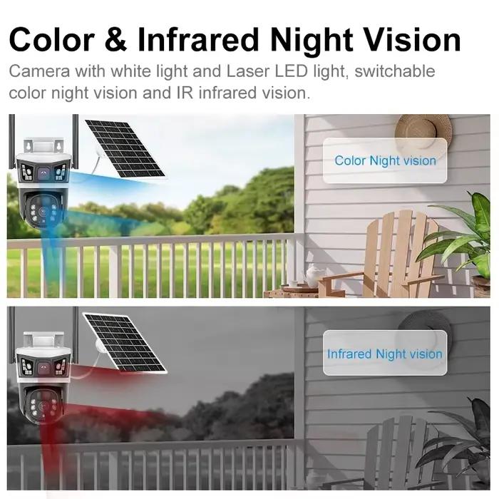 Caméra solaire 12MP 6K 4G SIM extérieure à double objectif
