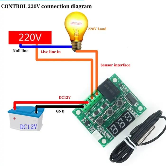 W1209 DC 5 V 12 V Thermostat de température numérique régulateur