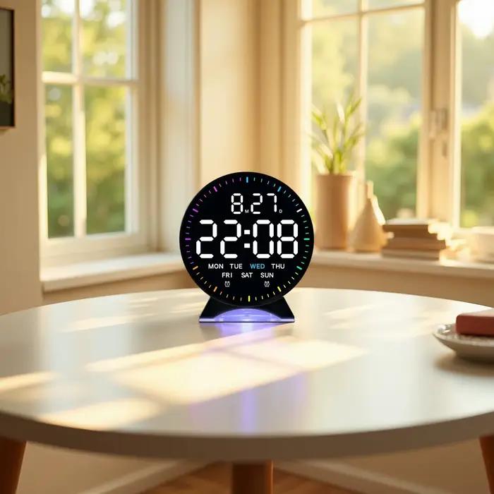 LED réveil numérique semaine Date seconde main affichage luminosité réglable 2 alarmes Table lumière ambiante 12/24H horloge électronique