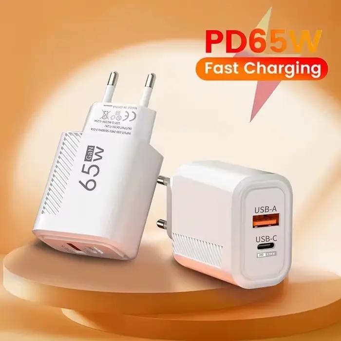 65W GaN Charge rapide USB Type C chargeur US/EU Plug PD 3.0