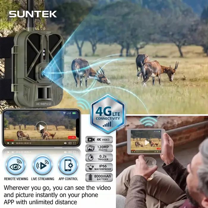 Suntekcam's 4K 120MP étanche IP65 HC-940Pro-Li 4G LTE caméra de chasse Cloud gratuit Streaming en direct et contrôle par application