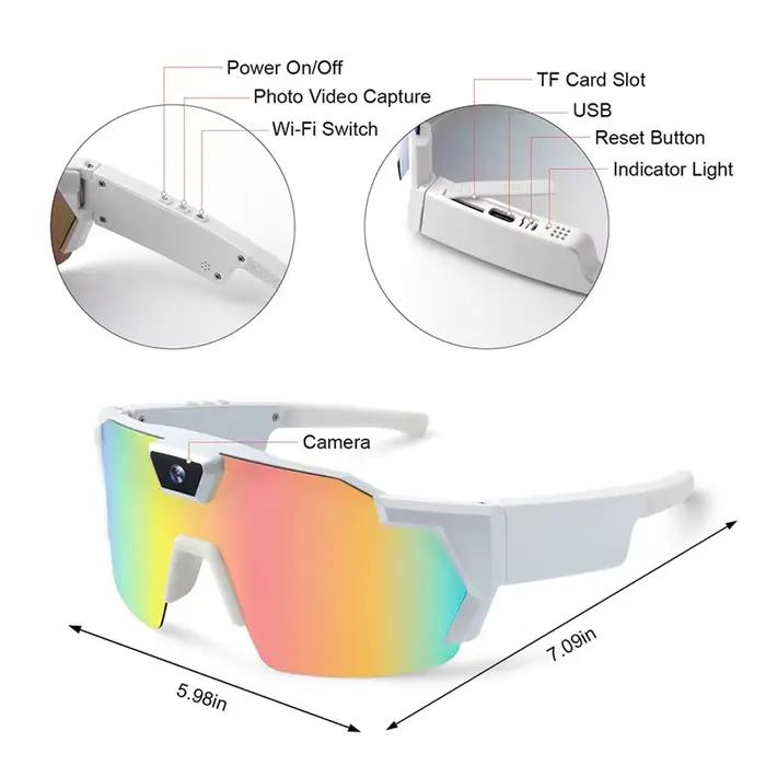 HD enregistrement vidéo lunettes de soleil caméra d'action intelligente