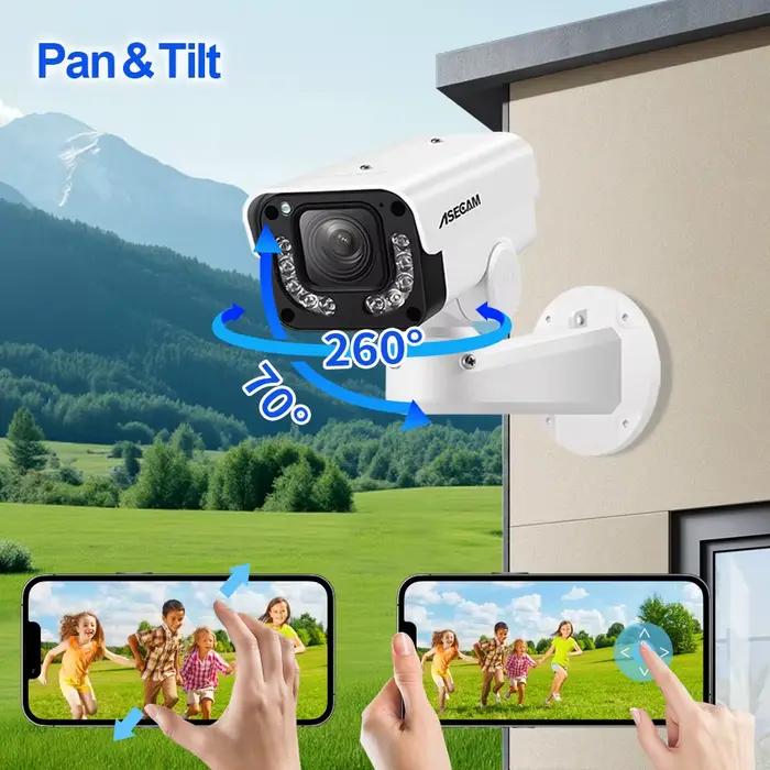 ASECAM 4K 8MP Camera Surveillance Extérieure PTZ 30X Zoom optique AI Détection de Véhicule WDR POE IMX415 Hikvision Compatible