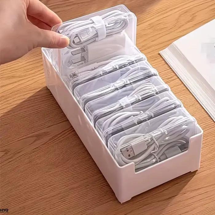 Boîte de rangement pour câbles avec 7 petits compartiments