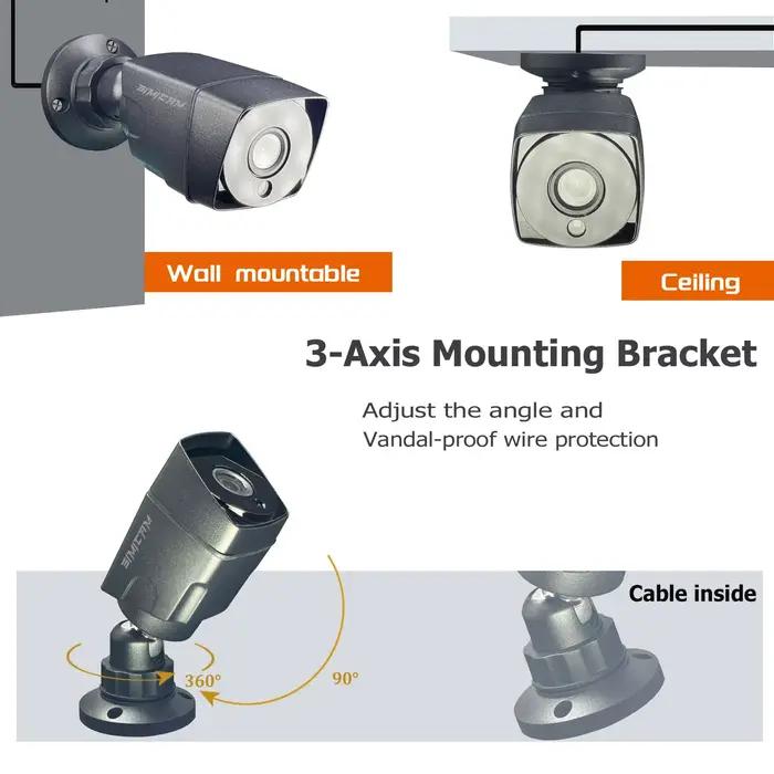 Caméra de sécurité analogique HD SIMICAM 1080P/720P AHD pour surveillance extérieure résistante aux intempéries, caméra de sécurité avec vision nocturne pour protection de la propriété