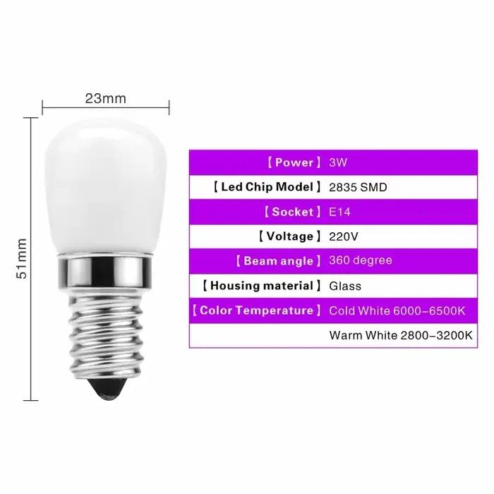 Ampoule LED pour réfrigérateur E14 3W