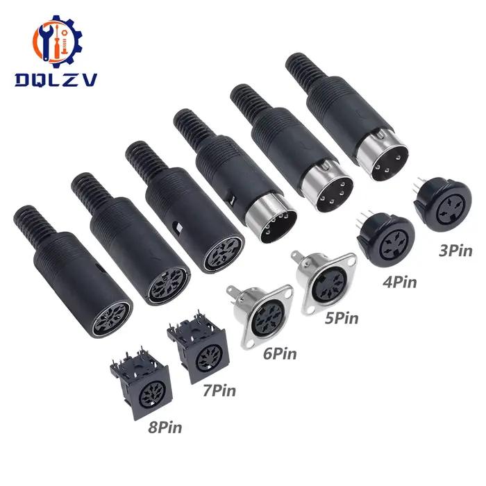 DIN 3pin 4pin 5pin 6pin 7pin 8 broches mâle femelle prise jack connecteur à souder avec poignée en plastique connecteurs D 