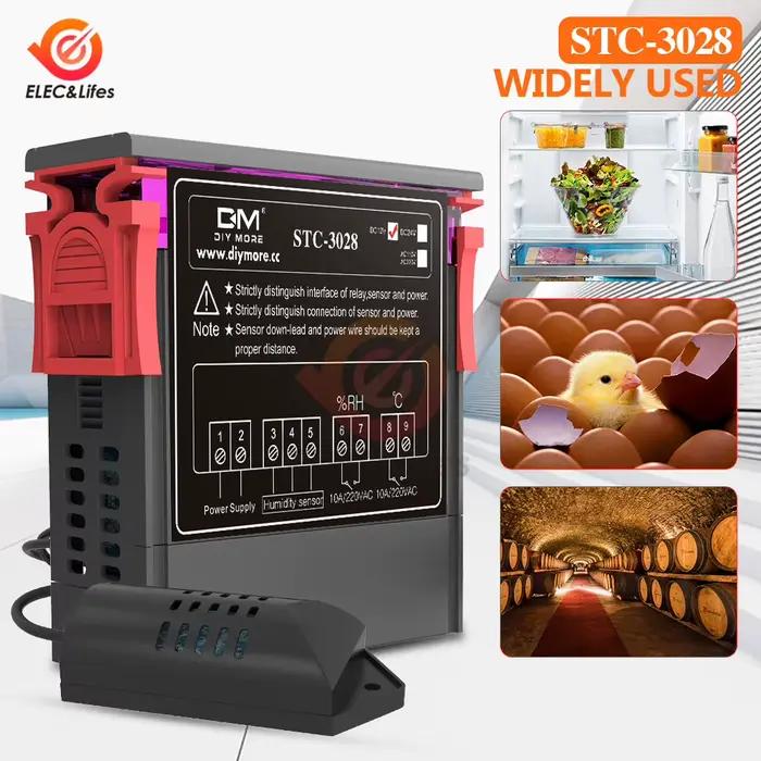 Numérique Contrôleur d'humidité STC-3028 12V 24V 220V 10A citations Accueil Thermorégulateur Hygromètre pour incubateur