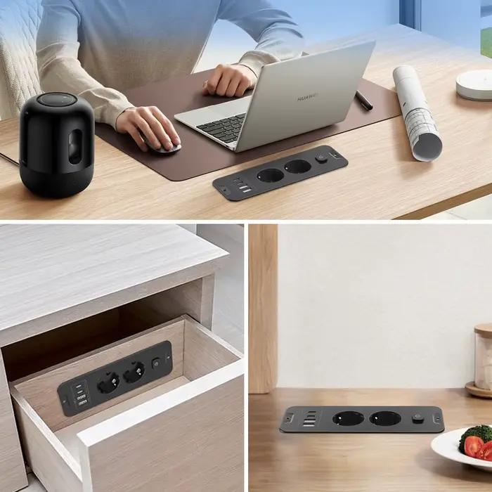 Multiprise de bureau intégrée avec USB et Type-C pour un espace de travail organisé et sécurisé à offrir pour bureau personnel ou professionnel