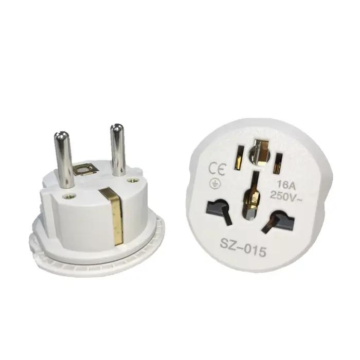 Adaptateur de Voyage Universel 16A 250V Prise Corée UE 2 Broches Rondes Haute Qualité pour AU US UK CN vers UE KR