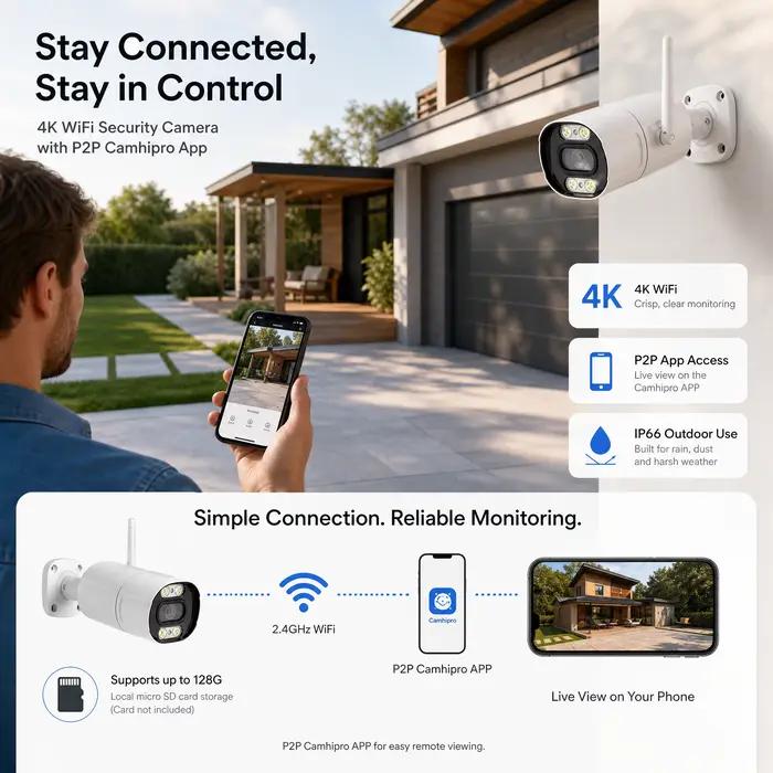Caméra de surveillance extérieure IP WiFi 4K 8MP 5MP 1080P