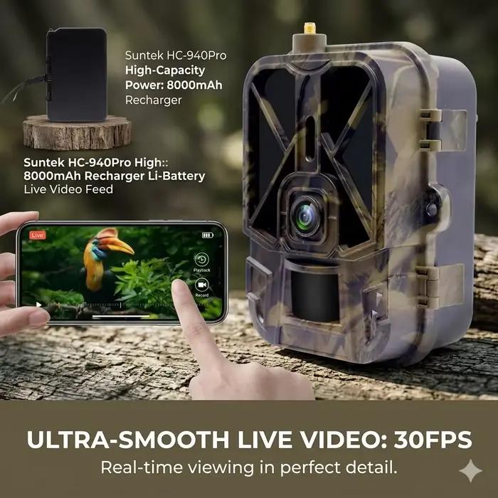 Suntekcam's 4K 120MP étanche IP65 HC-940Pro-Li 4G LTE caméra de chasse Cloud gratuit Streaming en direct et contrôle par application