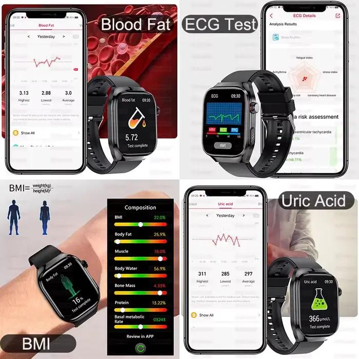 2025New Micro examen physique montre intelligente pour hommes acide urique graisse corporelle cinq organes santé montres Bluetooth appel SmartBracelet