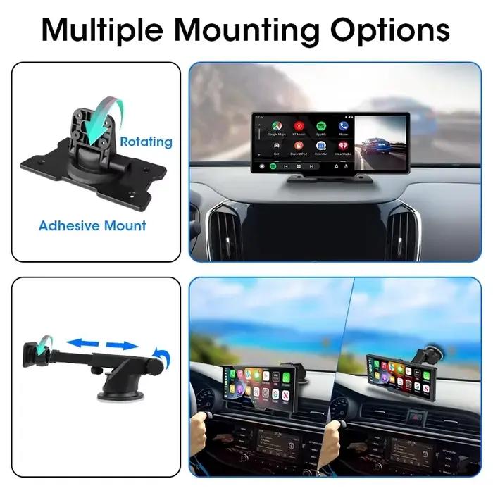 10.26 ''Tape Cam 4K voiture miroir lecteur vidéo sans fil Carplay Android Auto GPS