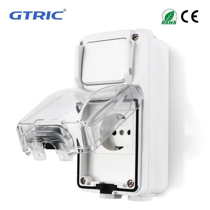 GTRIC prise extérieure étanche IP65 industrielle Anti-pluie jardin atelier 250V 16A externe une touche mise hors