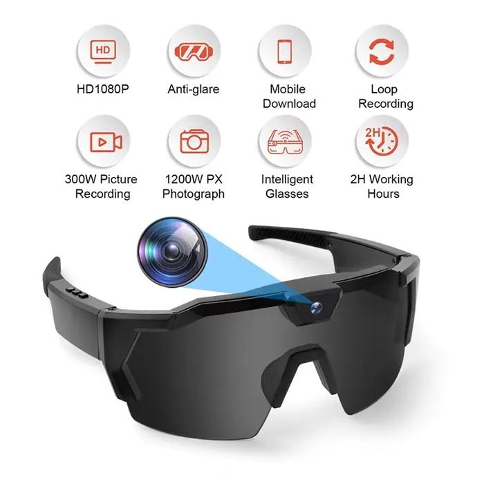 HD enregistrement vidéo lunettes de soleil caméra d'action intelligente