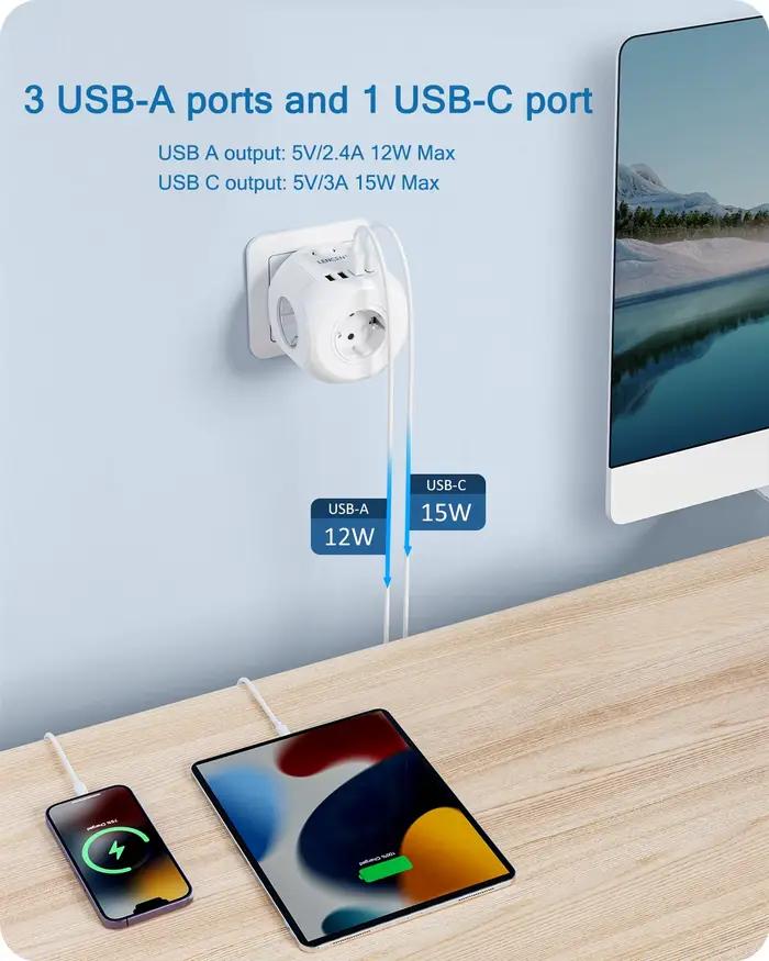 LENCENT prises USB dés sans prise de câble adaptateur