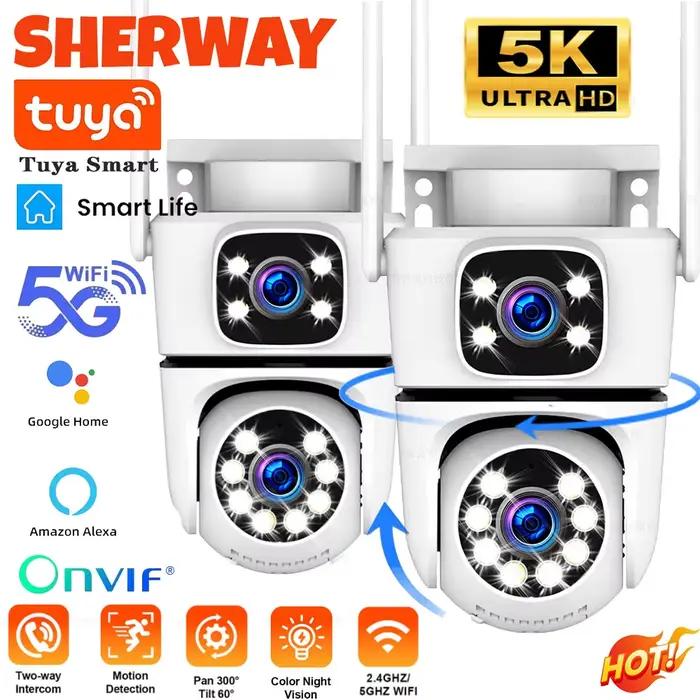 4K Tuya sécurité à domicile extérieure 5G Wifi caméra double objectif