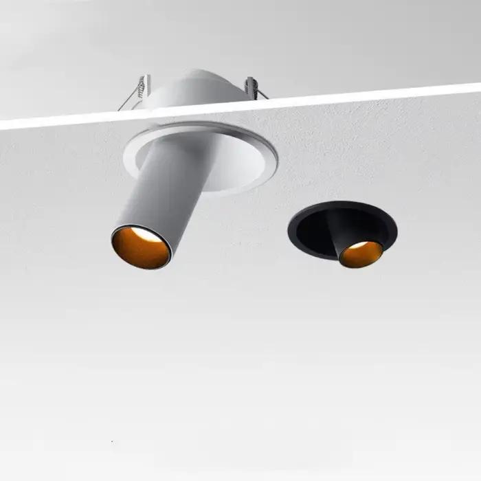 Spot LED encastré long 10W 12W 15W dimmable anti-éblouissement 360° ° Plafonnier rotatif à puce COB AC110V220V pour la