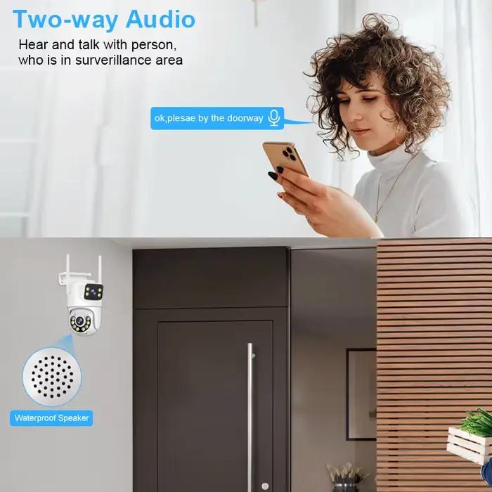 Système de caméras IP Smar 6MP à double objectif, kit de surveillance vidéo 8CH NVR, caméra de sécurité extérieure PTZ WIFI, kit de sécurité maison intelligente pour usage intérieur/extérieur