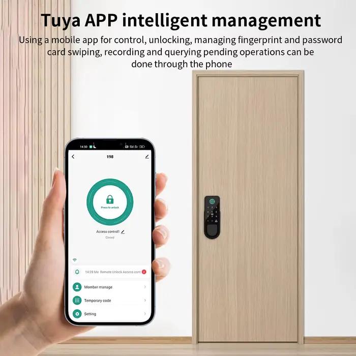Serrure de porte connectée à empreinte digitale compatible Tuya App