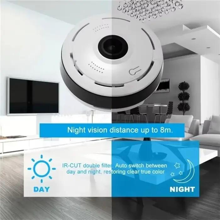 Petite caméra de surveillance Wifi 360 ° Visiophone IP vocal bidirectionnel à vue panoramique