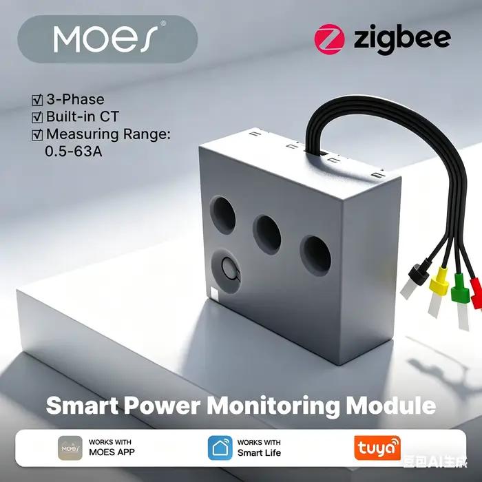 Module de mesure de puissance intelligent monophasé MOES Tuya Zigbee, moniteur de consommation d'électricité 63A avec transformateur de courant intégré