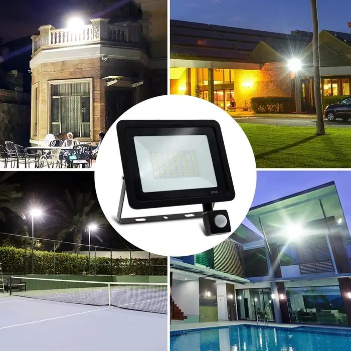 Éclairage LED PIR capteur de mouvement projecteur LED extérieur 10W 20W 30W 50W 100W IP66 étanche