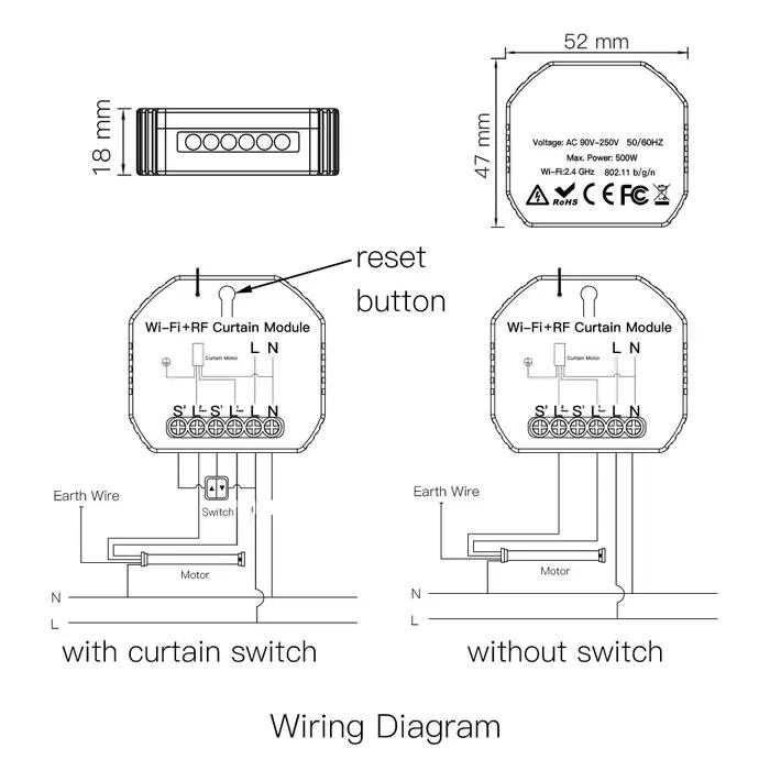 MOES Tuya WiFi RF Module de contrôle des rideaux roulants interrupteur de volet avec télécommande pour moteur électrique écran solaire Google Home Alexa